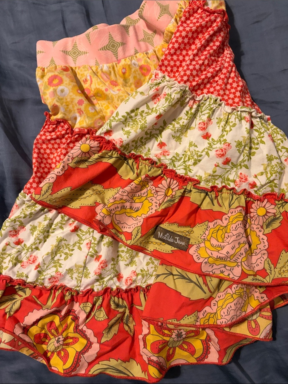 Matilda Jane Multicolor Tiered Floral Skirt - Pink, Yellow & Red - Picture 4 of 4